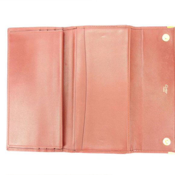 AUTH Cartier wallet mast line Bordeaux leather - Picture 2 of 8